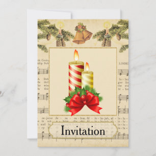 Vintage Weihnachten Party Einladung mit Kerzen