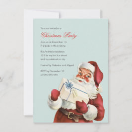 Vintage Weihnachten Party Jolly Santa Blue Holiday Einladung
