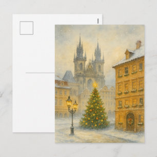 Vintage-Weihnachten Prag Postkarte • Retro Altstad
