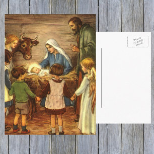 Vintage Weihnachten, religiöse Geburt mit Baby Jes Feiertagspostkarte