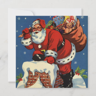 Vintage Weihnachten, Retro-Weihnachtsmann-Einladun Einladung