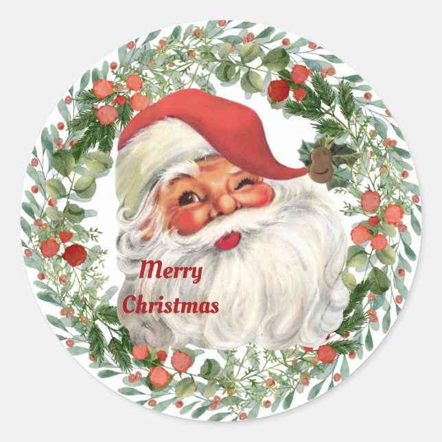 Vintage Weihnachten Runder Aufkleber (Vorderseite)