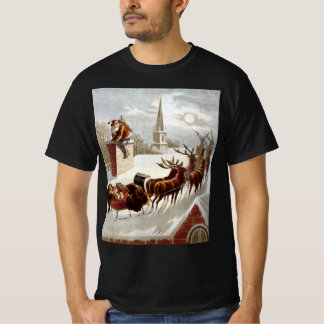 Vintage Weihnachten, Sankt Nikolaus auf dem Dach T-Shirt