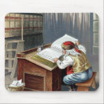 Vintage Weihnachten, Sankt Nikolaus brav oder unar Mousepad<br><div class="desc">Vintage-Illustration im Stil der viktorianischen Ära mit einem altmodischen Weihnachtsmann, der am Heiligen Abend seine Liste der braven und unartigen Kinder überprüft.</div>