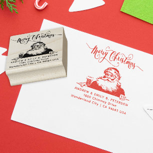 Vintage-Weihnachten-Santa-Kamin-Adress-Typografie Gummistempel
