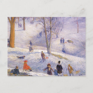 Vintage Weihnachten, Schlittenfahren, Central Park Feiertagspostkarte