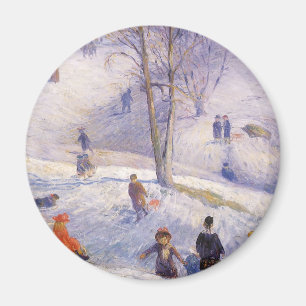 Vintage Weihnachten, Schlittenfahren, Central Park Magnet