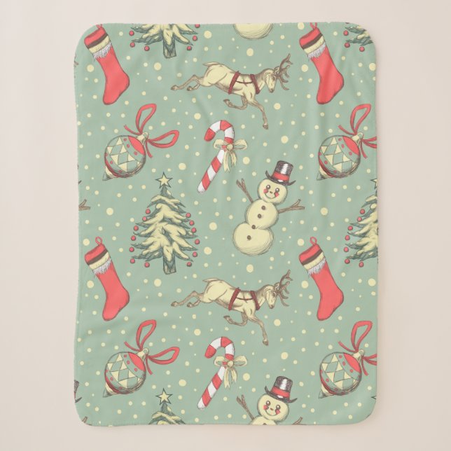 Vintage Weihnachten Sherpadecke (Vorderseite)