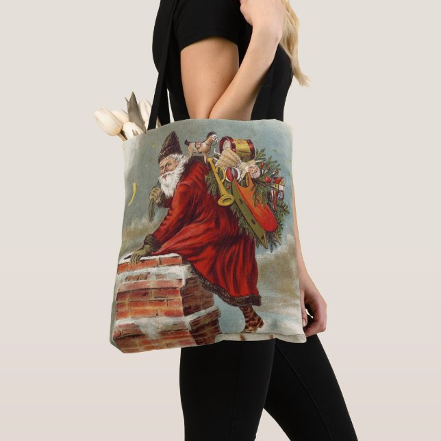Vintage Weihnachten Viktorianisch St. Nikolaus auf Tasche (Von Nahem)