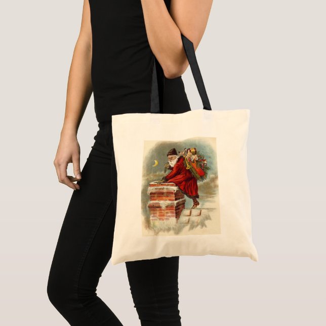 Vintage Weihnachten Viktorianisch St. Nikolaus auf Tragetasche (Vorderseite (Produkt))