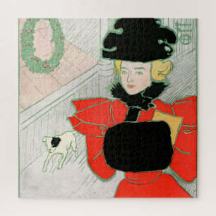 Vintage Weihnachten Viktorianische Dame in Rot