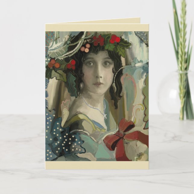 Vintage Weihnachten Viktorianische Frau personalis (Vorderseite)