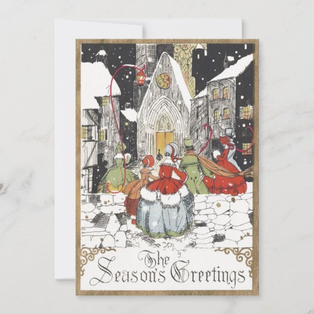 Vintage Weihnachten Viktorianische Menschen gehen  (Vorderseite)