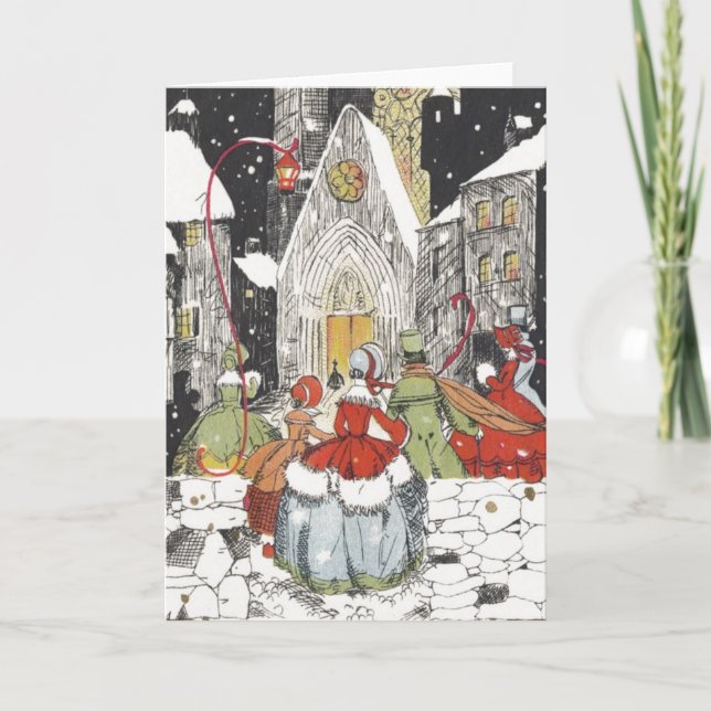 Vintage Weihnachten Viktorianische Menschen gehen  (Vorderseite)