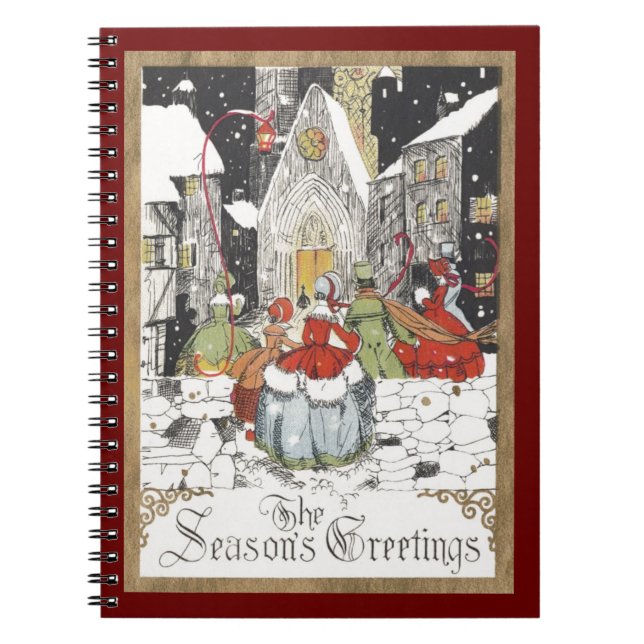 Vintage Weihnachten Viktorianische Menschen gehen  Notizblock (Vorderseite)