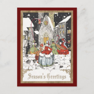 Vintage Weihnachten, viktorianische Menschen in de Feiertagspostkarte
