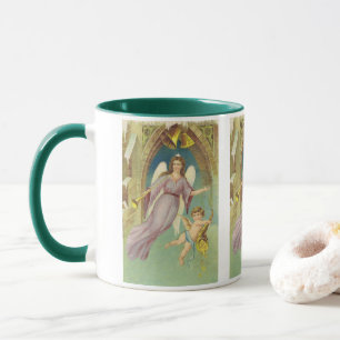 Vintage Weihnachten, viktorianischer Engel mit Che Tasse