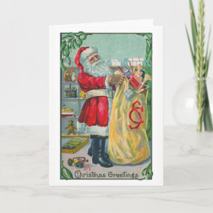 Vintage Weihnachten, viktorianischer Weihnachtsman Feiertagskarte