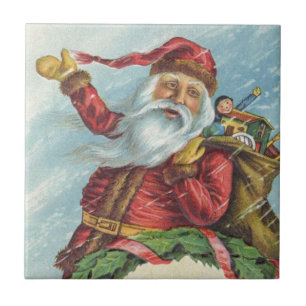 Vintage Weihnachten, viktorianischer Weihnachtsman Fliese