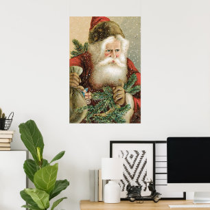 Vintage Weihnachten, viktorianischer Weihnachtsman Poster