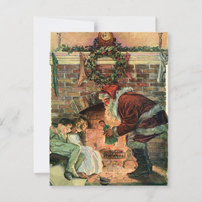 Vintage Weihnachten Viktorianischer Weihnachtsmann Einladung (Vorderseite)