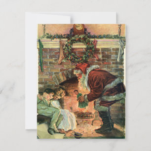 Vintage Weihnachten Viktorianischer Weihnachtsmann Einladung