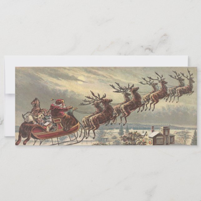 Vintage Weihnachten Viktorianischer Weihnachtsmann Einladung (Vorderseite)