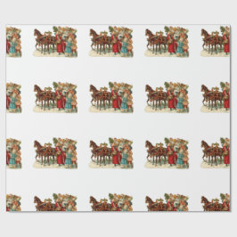 Vintage Weihnachten, Vintage Pferdeschlitten Weihn Geschenkpapier