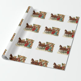 Vintage Weihnachten, Vintage Pferdeschlitten Weihn Geschenkpapier