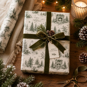 Vintage Weihnachten Wald Toile Geschenkpapier