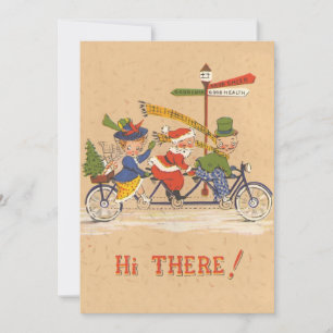 Vintage-Weihnachten, Weihnachtsmann Fahrrad-Einlad Einladung