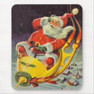 Vintage Weihnachten, Weihnachtsmann in einem Raums Mousepad