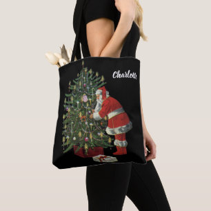 Vintage Weihnachten, Weihnachtsmann mit Geschenken Tasche