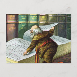 Vintage Weihnachten, Weihnachtsmann Naughty Nice L Feiertagspostkarte
