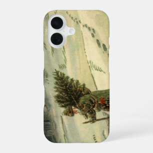 Vintage Weihnachten, Weihnachtsmann trägt einen Ba iPhone 16 Hülle