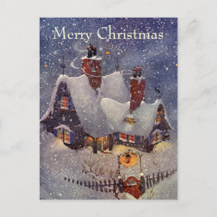Vintage Weihnachten, Weihnachtsmann-Werkstatt Nord Feiertagspostkarte