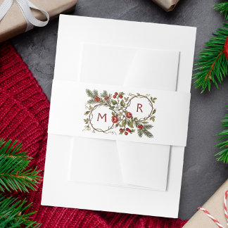 Vintage Weihnachten Winter Floral Monogramm Einladungsbanderole