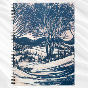 Vintage Weihnachten, Winter-Schneebedeckte Berglan Notizblock