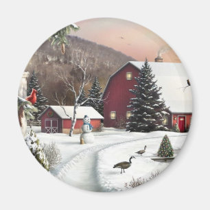 Vintage-Weihnachten Winterfarm Magnet