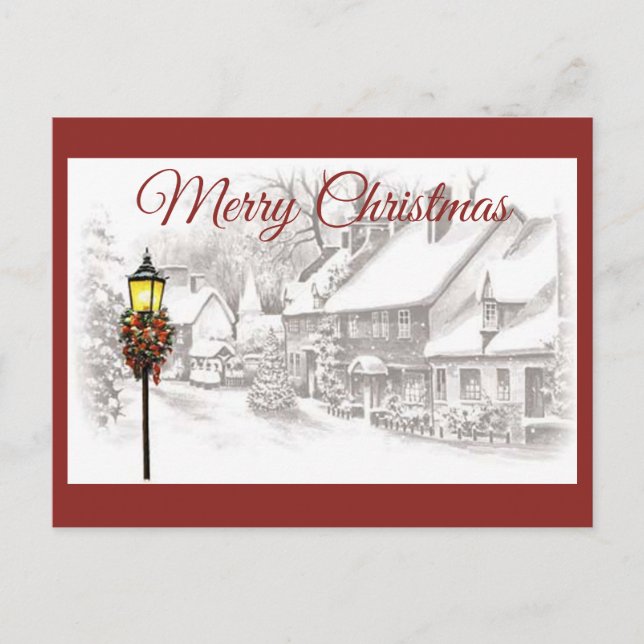 Vintage WeihnachtenStädtische Postkarte (Vorderseite)