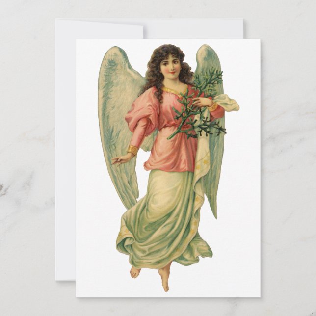 Vintage Weihnachts Angel in Rosa Einladung (Vorderseite)