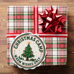 Vintage-Weihnachts-Camp-Warme-Wünsche-Baum-Abzeich Ornament Karte