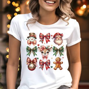 Vintage Weihnachts-Coquette-Schleifen Rentier Feie Tri-Blend Shirt