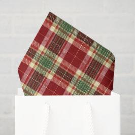 Vintage-Weihnachts-Cottagecore-Rot-Grün-Karo Seidenpapier