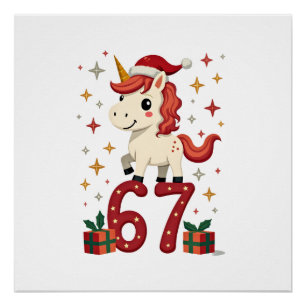 Vintage-Weihnachts-Einhorn 67 Süße Feiertags-Dabbi Poster