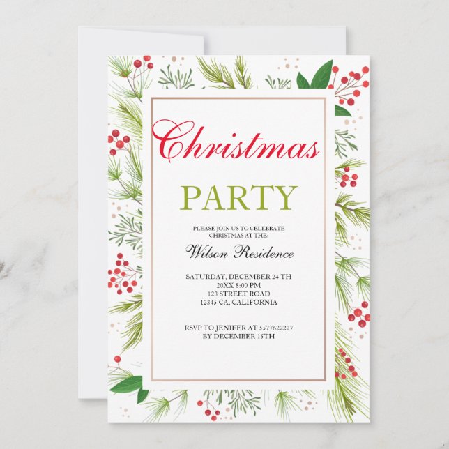 Vintage Weihnachts-Einladung Einladung (Vorderseite)