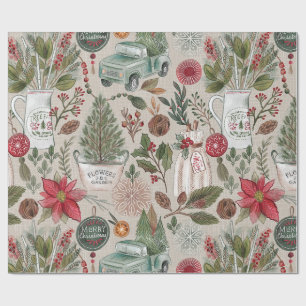 Vintage-Weihnachts-Farmhouse-Muster Geschenkpapier