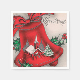 Vintage-Weihnachts-Feiertags-Kirchenglocken-Partys Serviette