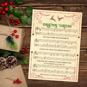 Vintage-Weihnachts-Feiertags-Musikblatt-Einladung Einladung