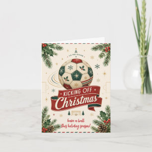 Vintage-Weihnachts-Fußball-Grußkarten Feiertagskarte